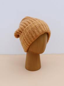 Solid Cuff Beanie - Coral Orange - View 4