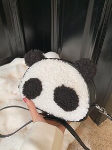 Bolsa creativa mini panda de dibujos animados cabeza de peluche - Blanco y Negro - Ver 1