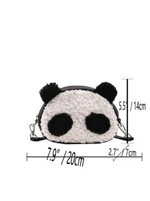 Bolsa creativa mini panda de dibujos animados cabeza de peluche - Blanco y Negro - Ver 3