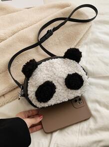 Bolsa creativa mini panda de dibujos animados cabeza de peluche - Blanco y Negro - Ver 8