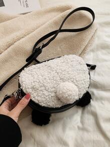 Bolsa creativa mini panda de dibujos animados cabeza de peluche - Blanco y Negro - Ver 9