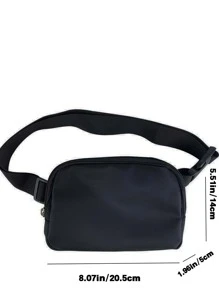 Bolso de cintura tipo mensajero multifuncional, ligero, portátil, impermeable, perfecto para viajes al aire libre, deportes, bolso de pecho de nailon minimalista para mujer, bolso deportivo versátil con cremallera, bolso para teléfono móvil que combina con todo - Negro - Ver 3