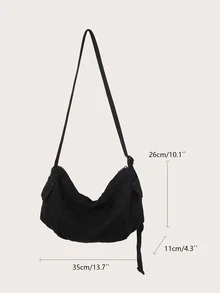 Men Minimalist Canvas Hobo Bag - Black - View 3