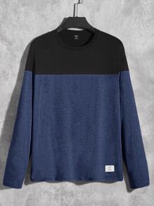 Manfinity Men Colourblock Letter Patched Tee - Navy Blue - View 1