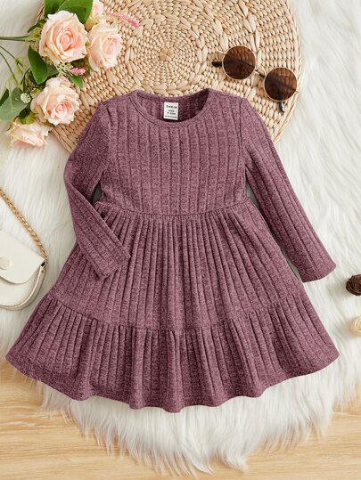 SHEIN Comfortable And Cute Baby Girl Ruffle Hem Dress, Perfect For Summer