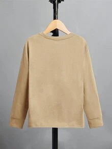 SHEIN Boys Colour Block Letter Graphic Tee - Khaki - View 2