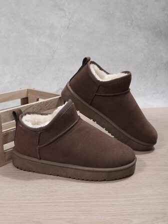 2025冬季极简保暖人造麂皮雪地靴，毛绒靴