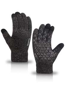 iwarm Men Letter Graphic Gloves - Multicolor - View 1