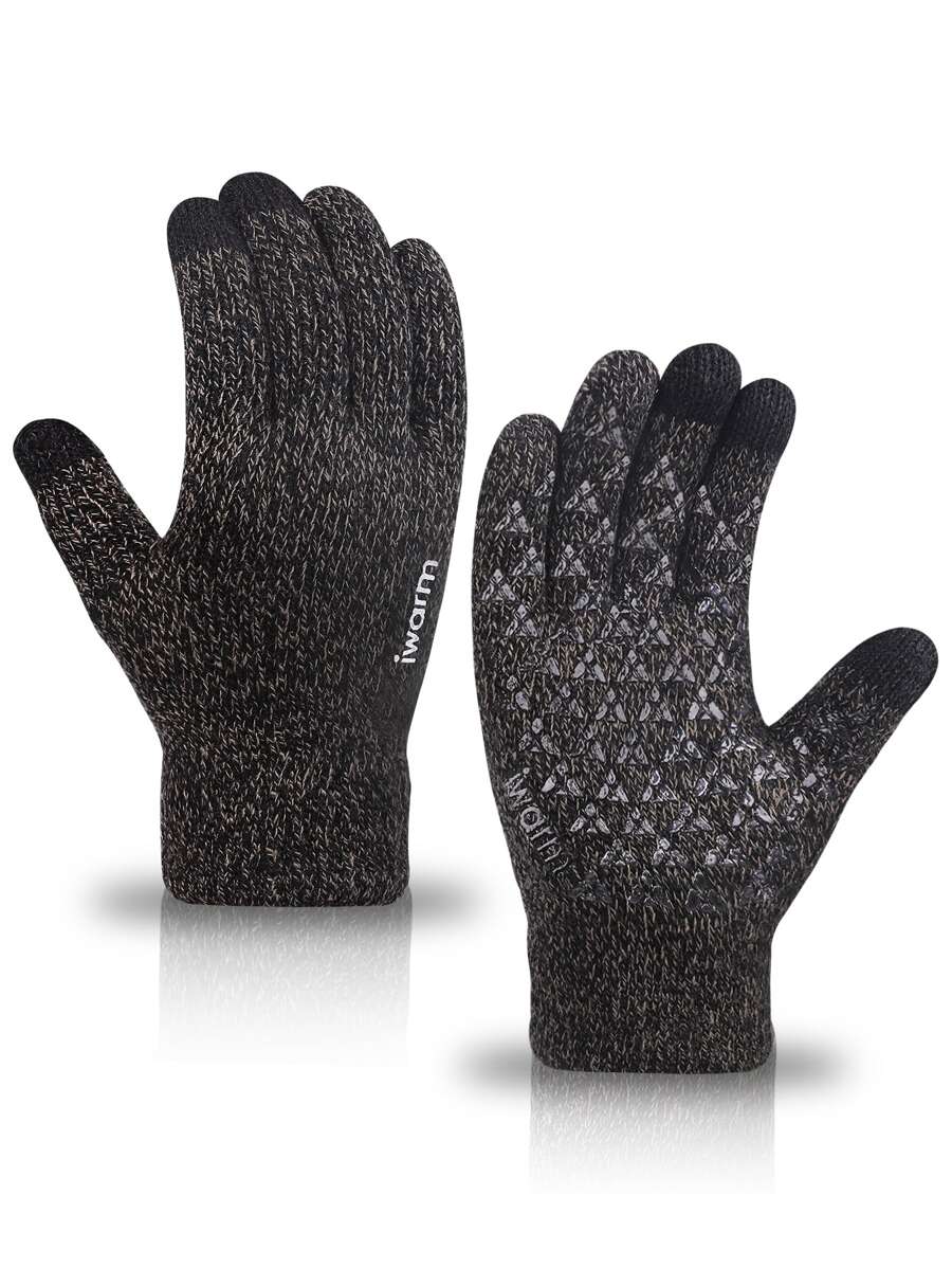 iwarm Men Letter Graphic Gloves - Multicolor - View 1