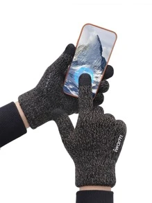 iwarm Men Letter Graphic Gloves - Multicolor - View 2