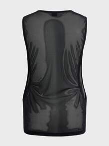 Manfinity Men Solid Sheer Tank Top - Black - View 2