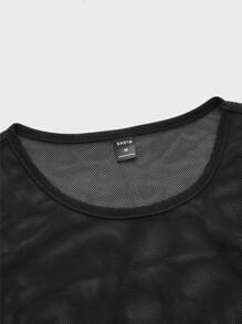 Manfinity Men Solid Sheer Tank Top - Black - View 5