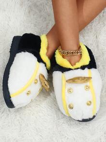 Crown & Studded Decor Fuzzy Novelty Slippers - Multicolor - View 4