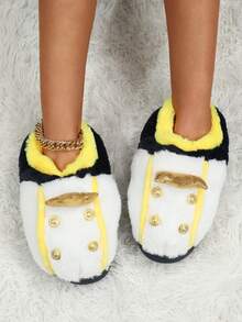 Crown & Studded Decor Fuzzy Novelty Slippers - Multicolor - View 5