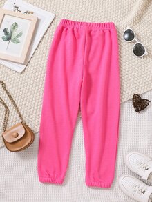 Toddler Girls Heart Print Joggers - Hot Pink - View 2
