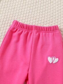 Toddler Girls Heart Print Joggers - Hot Pink - View 3