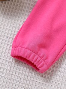 Toddler Girls Heart Print Joggers - Hot Pink - View 4