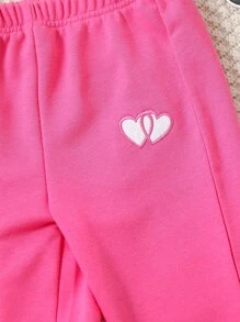 Toddler Girls Heart Print Joggers - Hot Pink - View 5