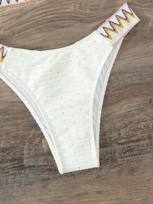 人字紋背心式夏日沙灘比基尼套裝 - 白色 - 查看 5