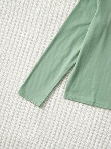 SHEIN 青少女休閒圓領愛心和字母圖案長袖T恤