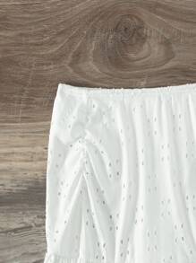 Swim Mod Skort bikini schiffy fruncido lateral bajo con fruncido mini - Blanco - Ver 4