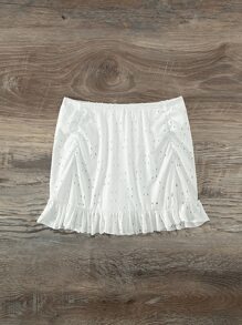 Swim Mod Skort bikini schiffy fruncido lateral bajo con fruncido mini - Blanco - Ver 5