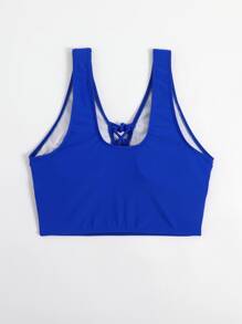 Lace-up Front Tankini Top - Royal Blue - View 3