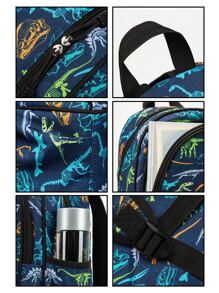 1 件男女通用可愛印花織物背包,帶襯墊背部和可調節肩帶,拉鍊開合。非常適合學校和旅行 - 藍色 - 查看 4