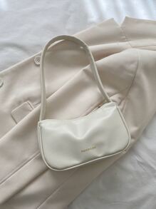 Bolso baguette con estampado de letra - Beis - Ver 2