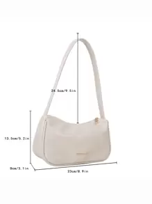 Bolso baguette con estampado de letra - Beis - Ver 6