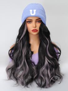 Long Body Wave Synthetic Wig With Hat - Multicolor - View 1