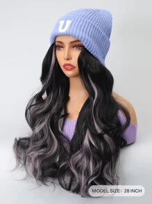 Long Body Wave Synthetic Wig With Hat - Multicolor - View 2
