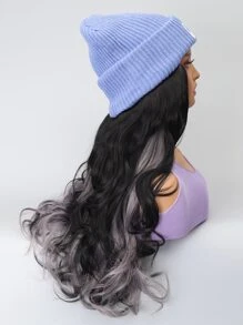 Long Body Wave Synthetic Wig With Hat - Multicolor - View 3