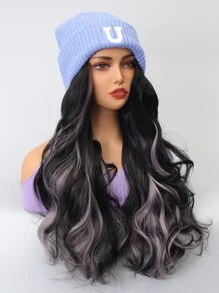 Long Body Wave Synthetic Wig With Hat - Multicolor - View 4