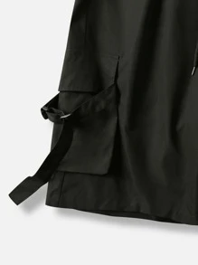 Manfinity Roghcode Men Flap Pocket Buckle Tape Cargo Shorts - Black - View 5