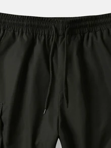 Manfinity Roghcode Men Flap Pocket Buckle Tape Cargo Shorts - Black - View 6