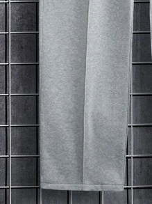 Claim Dot 男式接縫細節束口腰運動長褲，直腿長褲，淺灰色純色，適用於外出休閒穿著，送禮給男友 - 淺灰色 - 查看 3