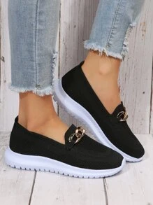 Zapatos con diseño de cadena sin cordones - Negro - Ver 4