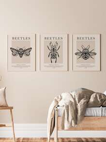 3pcs Insect Pattern Unframed Painting Poster Gift For Wall Decor - Multicolor - View 6