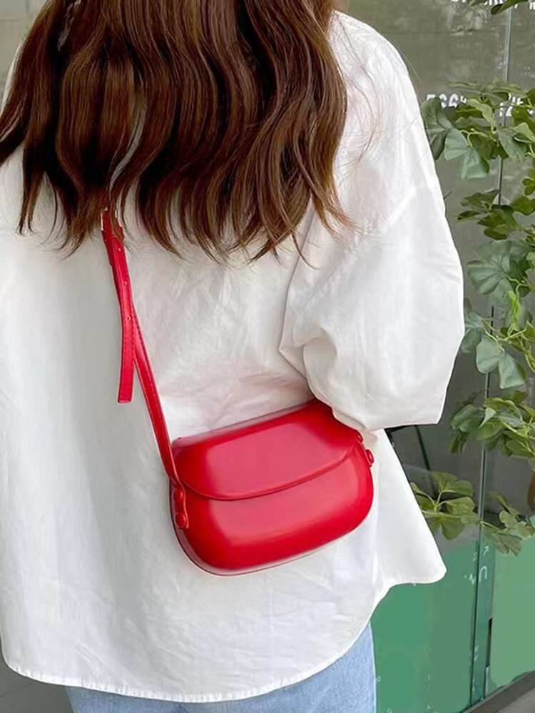 Mini Neon-red Flap Saddle Bag