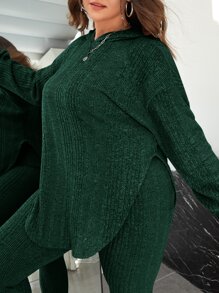 SHEIN Essnce 大碼連帽落肩袖運動衫和緊身打底褲