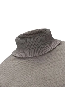 Manfinity Men Turtleneck Drop Shoulder Thermal Sweater - Mocha Brown - View 3