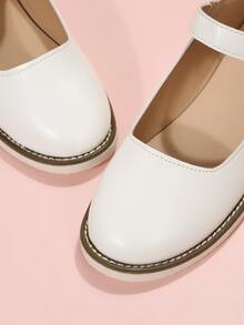 Buckle Decor Ankle Strap Flats - Beige - View 3