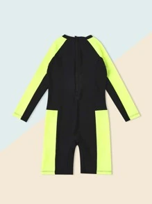 Toddler Boys Colorblock Letter Graphic One Piece Swimsuit - Multicolor - View 2