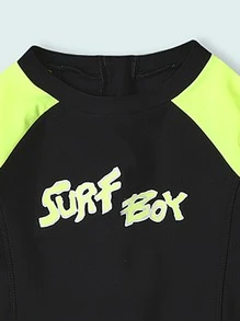 Toddler Boys Colorblock Letter Graphic One Piece Swimsuit - Multicolor - View 3