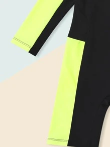 Toddler Boys Colorblock Letter Graphic One Piece Swimsuit - Multicolor - View 5