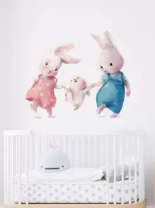 Sticker mural design lapin de dessin animé Pâques - Multicolore - Voir 5