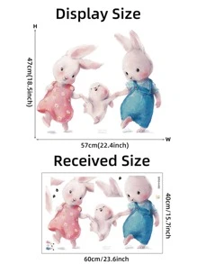 Sticker mural design lapin de dessin animé Pâques - Multicolore - Voir 3