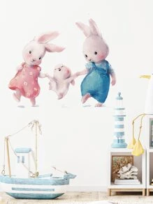 Sticker mural design lapin de dessin animé Pâques - Multicolore - Voir 2