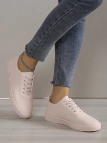 Lace-up Front Skate Shoes - Baby Pink - View 5